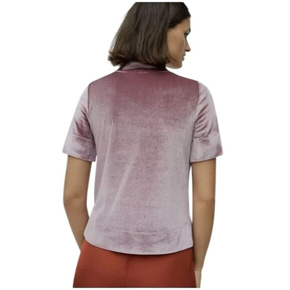 Anthropologie Crushed Velvet Dusty Rose Mock Neck Top Romantic Fairy Size M - Picture 3 of 10